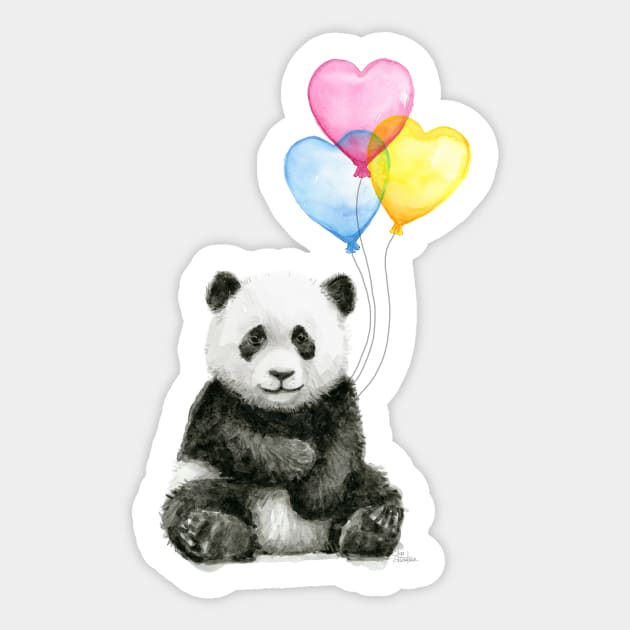 Baby Panda with Heart-Shaped Balloons Sticker by Olechka